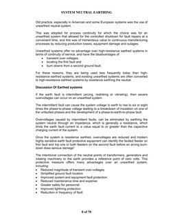 SYSTEM NEUTRAL EARTHING 
8 of 70 
Old practice, especially in American and some European systems was the use of 
unearthed ne