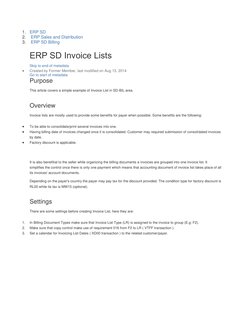1. ERP SD 
2.  ERP Sales and Distribution 
3.  ERP SD Billing 
ERP SD Invoice Lists 
Skip to end of metadata  (https://wiki.s