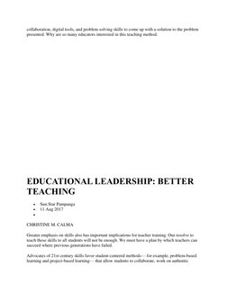 collaboration, digital tools, and problem solving skills to come up with a solution to the problem 
presented. Why are so man