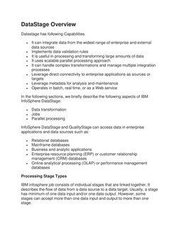 IBM DataStage Overview and Components | PDF | Databases | Metadata