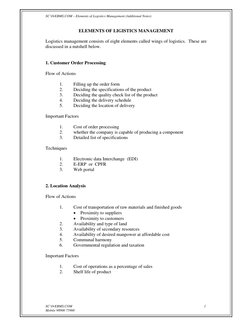 SC’OrEBMS.COM – Elements of Logistics Management (Additional Notes)
SC’OrEBMS.COM 
Mobile 98900 75900
1
ELEMENTS OF LIGISTICS