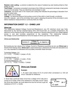 Resistor color coding - a scheme to determine the value of resistors by color bands printed on their 
bodies as code 
Test Pr