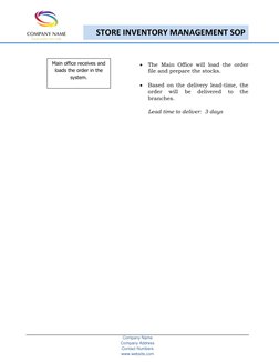 Company Name 
Company Address 
Contact Numbers 
www.website.com 
STORE INVENTORY MANAGEMENT SOP 
 
 The Main Office wi