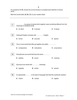 Mock TKT Tests 1-3 Completed With Key | PDF | Question | Noun