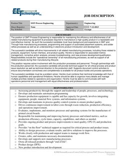 SMT Process Engineer Job Overview | PDF | Engineering | Automation