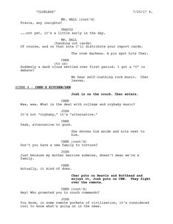 MR. HALL (cont’d)
Travis, any insights?
TRAVIS
...not yet, it’s a little early in the day.
MR. HALL
(handing out cards)
Of co