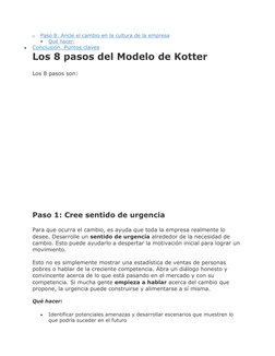 Modelo de Kotter: 8 Pasos para el Cambio | PDF | Liderazgo