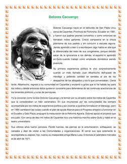 (https://www.ecured.cu/Archivo:Dolorescacuango.jpg)Dolores Cacuango 
 
Dolores Cacuango nació en el latifundio de San Pablo