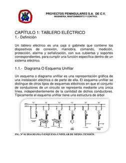 PROYECTOS PENINSULARES S.A.  DE C.V. 
INGENIERÍA, MANTENIMIENTO Y CONTROL 
 
 
 
 
 
 
 
 
 
 
CAPÍTULO 1: TABLERO ELÉC