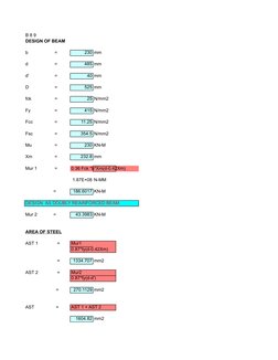 Beam Design Calculations and Excel Sheets | PDF | Structural ...
