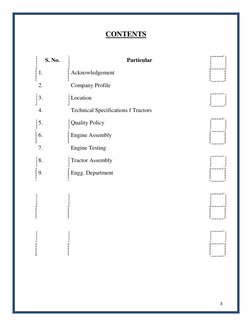3 
CONTENTS 
 
S. No. 
Particular 
 
1. 
Acknowledgement 
 
2. 
Company Profile 
 
3. 
Location 
 
4. 
Technical Specificat