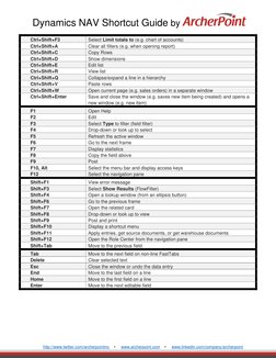 Dynamics NAV Shortcut Key Guide | PDF | Microsoft Excel | Human ...