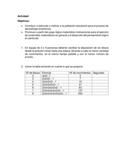 Actividad  
Objetivos:  
 Contribuir a estimular y motivar a la población estudiantil para el proceso de 
aprendizaje-enseña