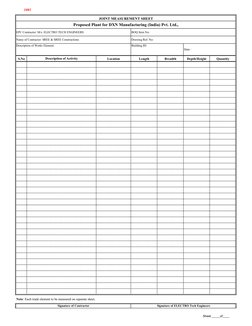 Joint Measurement Sheet Format | PDF