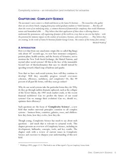Complexity science – an introduction (and invitation) for actuaries 
ONE:  COMPLEXITY SCIENCE     6 
CHAPTER ONE:  COMPLEXITY