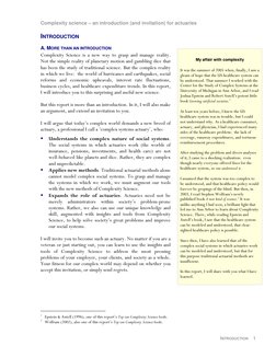 Complexity science – an introduction (and invitation) for actuaries 
INTRODUCTION     1 
INTRODUCTION 
A. MORE THAN AN INTROD