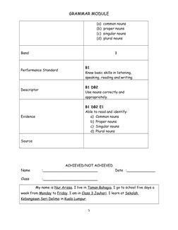 GRAMMAR MODULE
           (a)  common nouns
           (b)  proper nouns
           (c)  singular nouns
           (d)  plura
