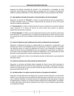 PREGUNTAS FRECUENTES COSO 2013 
 
4 
programa de auditoría formulado de acuerdo a las características y necesidades de cada