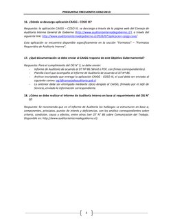 PREGUNTAS FRECUENTES COSO 2013 
 
5 
16. ¿Dónde se descarga aplicación CAIGG - COSO III? 
Respuesta: la aplicación CAIGG – CO