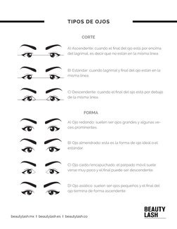 beautylash.mx  I  beautylash.es  I  beautylash.co
FORMA
CORTE
   A) Ascendente: cuando el ﬁnal del ojo está por encima 
   de