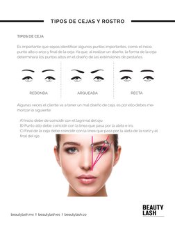 beautylash.mx  I  beautylash.es  I  beautylash.co
TIPOS DE CEJA
Es importante que sepas identiﬁcar algunos puntos importantes