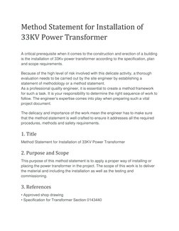 33KV Transformer Installation Method Statement | PDF | Scaffolding ...
