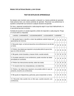Test de Estilos de Aprendizaje VAK | PDF | Cognición | Educación avanzada
