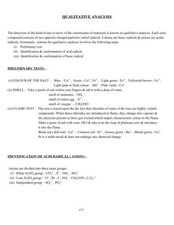 QUALITATIVE ANALYSIS 
 
The detection of the kind of one or more of the constituents of materials is known as qualitative
