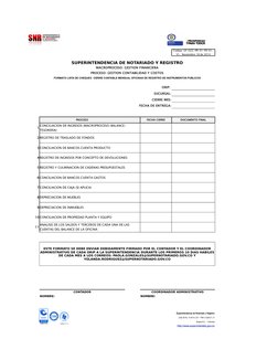 SUPERINTENDENCIA DE NOTARIADO Y REGISTRO
MACROPROCESO: GESTION FINANCIERA
PROCESO: GESTION CONTABILIDAD Y COSTOS
FORMATO LIST