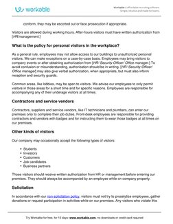 Workplace Visitor Policy | PDF | Security Guard | Employment