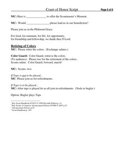 Sample Court of Honor Script | PDF | Youth Movements | Scouting
