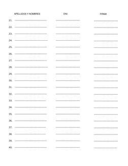 APELLIDOS Y NOMBRES  
21. 
-------------------------------- 
22. 
-------------------------------- 
23. 
------------