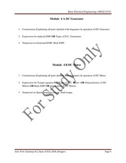 Basic Electrical Engineering (18ELE13/23) 
 
Asst. Prof. Chaitanya K J, Dept. of ECE, JCER, Belagavi.  
Page 4 
 
Module  4