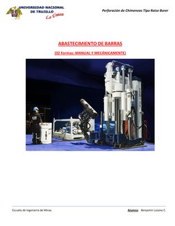 Perforación de Chimeneas Tipo Raise Borer 
 
Escuela de Ingeniería de Minas