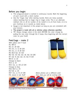 3 
 
Copyright 2015 Mary Smith and Made by Mary  
maryabbie986.etsy.com 
 
Before you begin: 
 This amigurumi/plush is worke