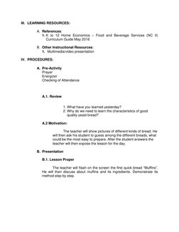 Grade 11 Bread and Pastry Lesson Plan | PDF | Breads | Baking