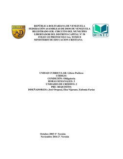 REPÚBLICA BOLIVARIANA DE VENEZUELA 
FEDERACIÓN ASAMBLEAS DE DIOS DE VENEZUELA 
REGISTRADO 1ER. CIRCUITO DEL MUNICIPIO