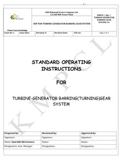 Turbine-Generator Barring Gear SOP | PDF | Turbine | Engines