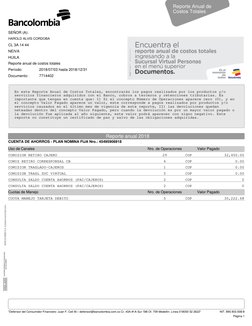 Reporte Anual de
Costos Totales
SEÑOR (A):
HAROLD ALVIS CORDOBA
CL 3A 14 44
NEIVA
HUILA
Reporte anual de costos totales
En es
