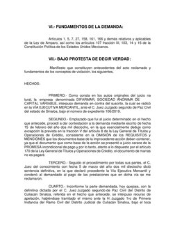 VI.- FUNDAMENTOS DE LA DEMANDA: 
 
 
Artículos 1, 5, 7, 27, 158, 161, 166 y demás relativos y aplicables 
de la Ley de Ampa