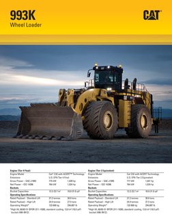 993K 
Wheel Loader 
Engine (Tier 4 Final)  
Engine (Tier 2 Equivalent) 
Engine Model 
Cat® C32 with ACERT™ Technology 
En