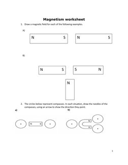 Magnetism worksheet
1. Draw a magnetic field for each of the following examples.
A)
B)
2. The circles below represent compass