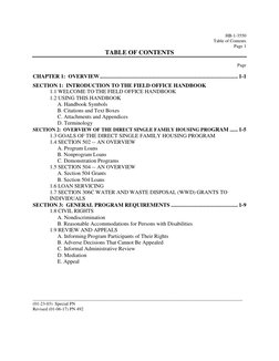 HB-1-3550
Table of Contents
Page 1
TABLE OF CONTENTS
Page
CHAPTER 1: OVERVIEW .....................................