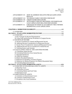 HB-1-3550
Table of Contents
Page 5
ATTACHMENT 3-F: HOW TO ADDRESS NEGATIVE PRE-QUALIFICATION
RESULTS
ATTACHMENT 3-G: 5
