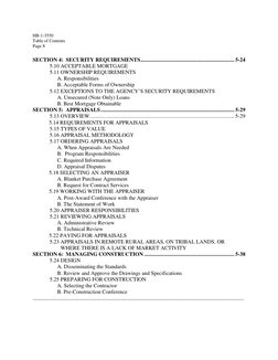 HB-1-3550
Table of Contents
Page 8
SECTION 4: SECURITY REQUIREMENTS .....................................................