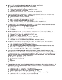 4. 
Which of the following phrases best describes the process of evolution?  
 
A. The development of man from monkey-life an
