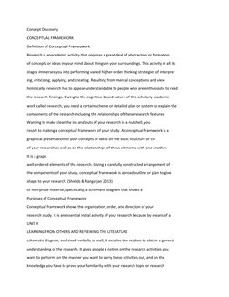Concept Discovery 
CONCEPTUAL FRAMEWORK 
Definition of Conceptual Frameuwork 
Research is anacademic activity that requires a