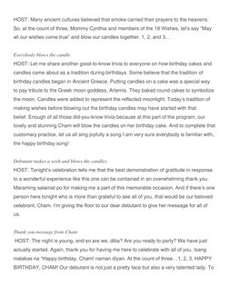 18th Birthday Emcee Program Script | PDF | Cooking, Food & Wine | Art