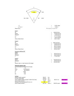 l0
1.000
1.000
Ro= 3.500
q
Ri=
2.500
q
=
0.400 radian
l0= R0 x q
=
1.400 m
Shear force=
1/2  x (d0 x l0 + di x li) x 1.0
Case