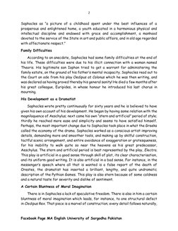 Facebook Page MA English University of Sargodha Pakistan 
2 
Sophocles as “a picture of a childhood spent under the best in